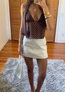 Polka Dot Tie-strap Crop Top with scarf