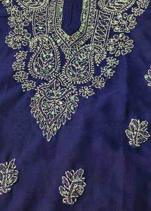 Elegant Blue Embroidered Kurti