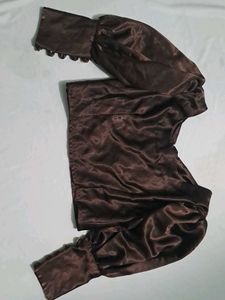 Satin Brown Blouse With Sext Criss Cross Back
