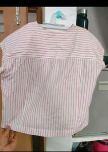 Crop Pink Strip Shirt