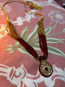 Red &amp; Gold Beaded Statement Necklace