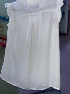 White Ruffle Sleeve Top