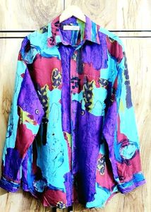 Funky Patterned Button-Up Shirt Size-44