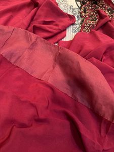 Unused Maroon Georgette Saree With No Blouse