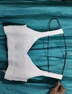 Nasty Gal White Ribbed Bralette Top