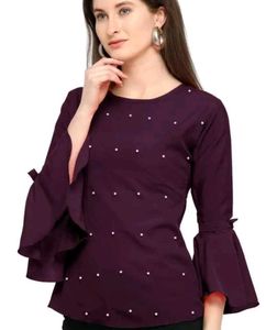 Elegant Bell Sleeve Pearl Top