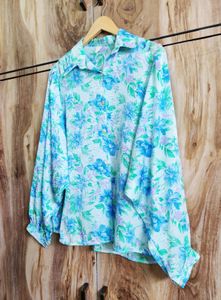 Light Green Floral Shirt Size-44-46