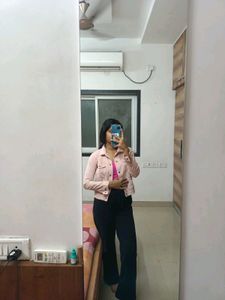 Light Pink Denim-strip Fur Jacket