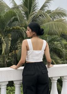 White Button-Front Top