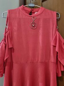 Coral Cold Shoulder Dress