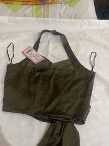 Elegant Brown Party Top and Skirt