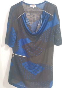 Abstract Print Cowl Neck Tunic