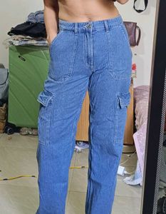 Bershka Straight Cargo Denim