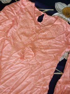 Peach Embroidered Tunic Top