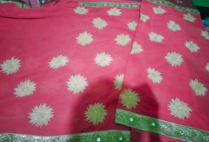 Pink Floral Saree with Blouse