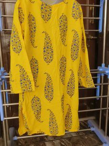 Yellow Printed Kurti