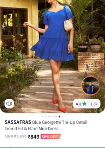 Blue Open Back Mini Dress