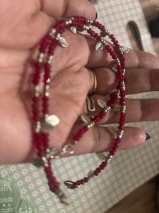 Leaf Ankle Bracelets - Red Beaded