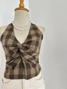 POLAR OPPOSITE TWISTED HALTERNECK TOP
