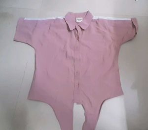 🌸 Mauve Pink Shirt With Silver Detail And Knot🌸
