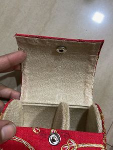 Red Embroidered Pouch