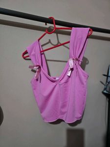 Cute Pink Tie-Strap Crop Top