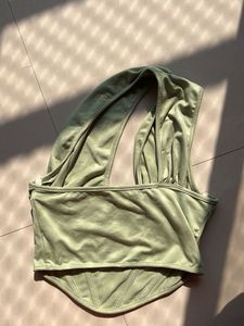 Sage Green Corset Halter Top
