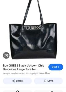 Guess Black Patent Leather Tote Bag