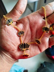 Lotus Motif Statement Necklace - Unused