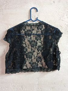 Stylish Partywear Crop Lace Bolero Shrug Black 🖤