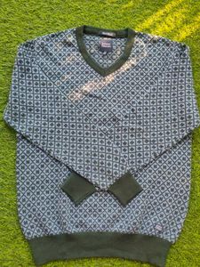 Indian Terrain Patterned V-Neck Sweater