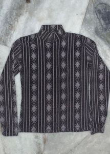 Patterned Turtleneck Top