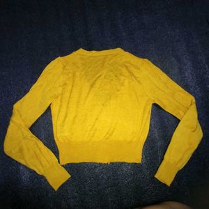 Yellow Cropped Cardigan