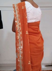 Rust Sequin Saree