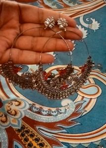 Oxidize silver necklace and earring set