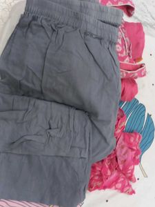 Pink Printed Plazo Suit &amp; Yellow Grey  Combo