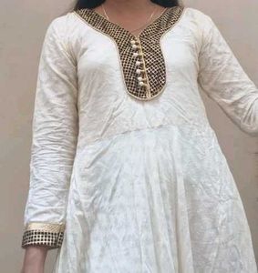 Elegant Cream Anarkali Dress