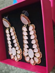 Pink Stone Dangle Earrings