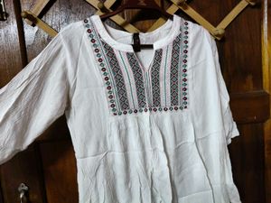 Embroidered White Tunic Top