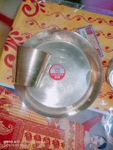 Laddu gopal  Brass pooja thali set, Cotton Saree