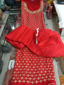 Red & Gold Embroidered Salwar Kameez