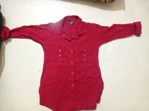 Red Button-Down Shirt