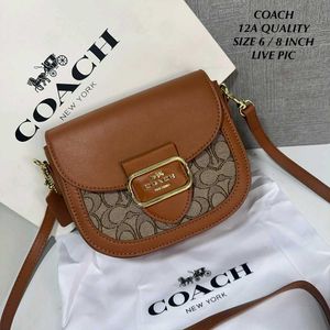 COACH MORGAN SADDLE BAG IN SIGNATURE CHAMBRAY