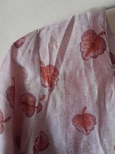 Leaf Print Button-Down Short Kurta