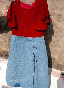 Red &amp; Blue denim Dress