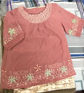 Embroidered Pink Top