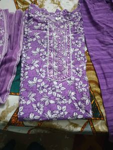 Purple Floral Print Salwar Kameez Kurta Set