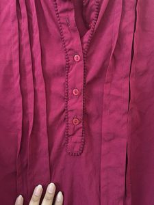 Burgundy Button-Up Blouse