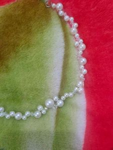 White Beads And  Crystal Nackless