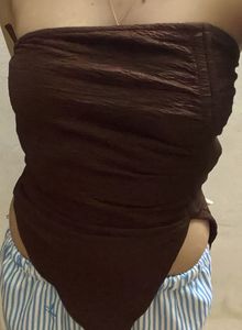 Brown Textured Tube Top